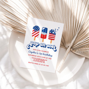 Invitation 4 juillet Bleu Rouge Blanc Anniversaire