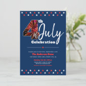 Invitation 4 juillet Bold Patriotique Fireworks Moderne USA (Debout devant)