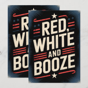 Invitation 4 juillet Booze Blanc rouge et Booze