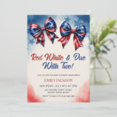 Invitation 4 juillet Bow Baby shower jumeau patriotique (Debout devant)
