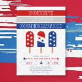 Invitation 4 juillet célébration bleu, rouge, blanc glace pop