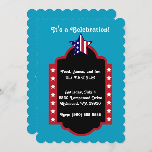 Invitation 4 juillet C'est une fête (Devant / Derrière)