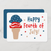 Invitation 4 juillet crème glacée heureuse de bannière (Devant / Derrière)