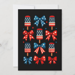 Invitation 4 juillet Cute Popsicle Coquette Bow Patriotique