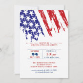 Invitation 4 juillet d'aigle rouge, blanc et bleu américain (Dos)