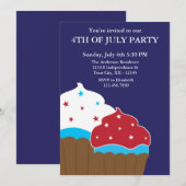 Invitation 4 juillet des Cupcakes rouges et blancs (Devant / Derrière)