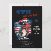 Invitation 4 juillet Dinosaur heureux avec le drapeau américa (Devant)