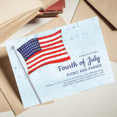 Invitation 4 juillet Drapeau rouge blanc et bleu
