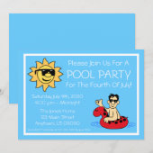 Invitation 4 juillet du Pool Party (Male Red Innertube) (Devant / Derrière)