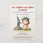 Invitation 4 juillet Enfants - Liberté Cute (Devant / Derrière)