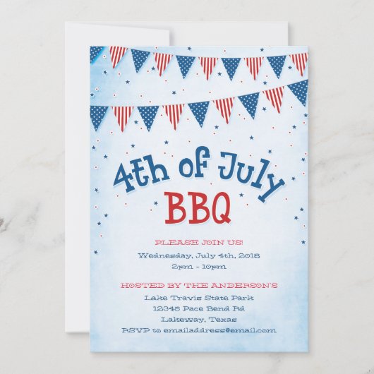 Invitation 4 juillet étamine de BBQ (Devant)