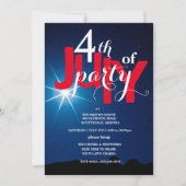 Invitation 4 juillet Étoiles de fête et feux d'artifice Invit (Devant)