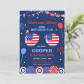Invitation 4 juillet Étoiles Et Grèves Premier Anniversaire (Debout devant)