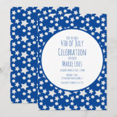 Invitation 4 juillet  Étoiles et Points Bleu Gris (Devant / Derrière)