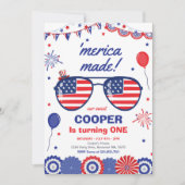Invitation 4 juillet Étoiles Et Rayures 1er Anniversaire (Devant)