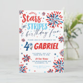 Invitation 4 juillet Étoiles et rayures Pour l'anniversaire (Debout devant)