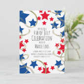 Invitation 4 juillet Étoiles Faux Gold Swirls (Debout devant)