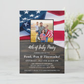 Invitation 4 juillet Famille Photo drapeau américain (Debout devant)