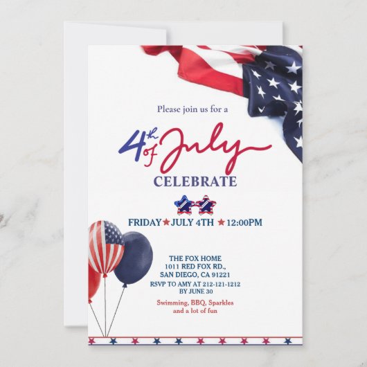 Invitation 4 juillet fête (Devant)