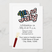 Invitation 4 juillet Fête (Devant / Derrière)