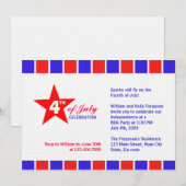 Invitation 4 juillet fête (Devant / Derrière)