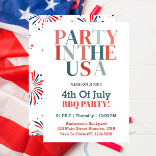 Invitation 4 juillet Fête Aux USA BBQ Party