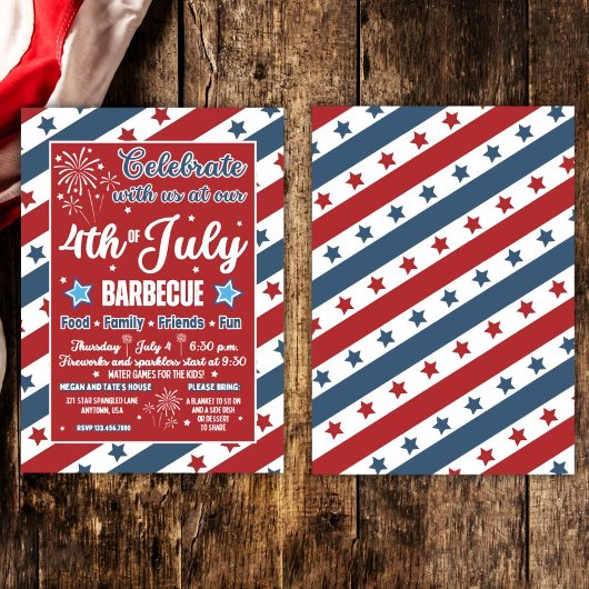 Invitation 4 juillet Fête, Barbecue Patriotique