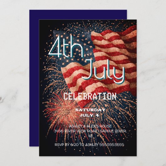 Invitation 4 juillet Fête Bash (Devant / Derrière)