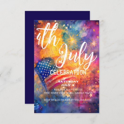 Invitation 4 juillet Fête Bash (Devant / Derrière)