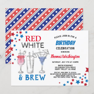 Invitation 4 juillet fête d'anniversaire adulte