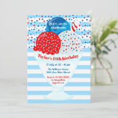 Invitation 4 juillet Fête d'anniversaire de la crème glacée (Debout devant)