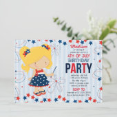 Invitation 4 juillet fête d'anniversaire pour des enfants (Debout devant)