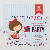 Invitation 4 juillet fête d'anniversaire pour des enfants (Devant / Derrière)