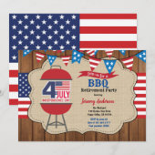 Invitation 4 juillet fête de la retraite Fête du barbecue (Devant / Derrière)