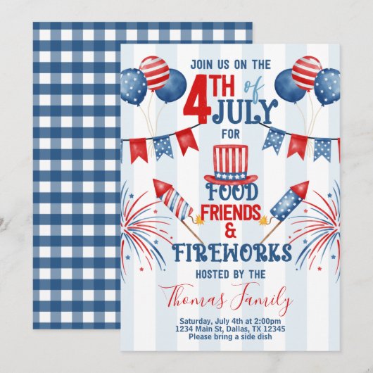 Invitation 4 juillet fête de l'Indépendance (Devant / Derrière)
