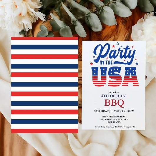 Invitation 4 juillet fête de l'Indépendance Barbecue