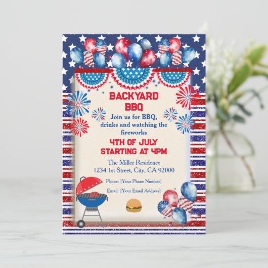 Invitation 4 juillet Fête de l'Indépendance conception du par (Debout devant)
