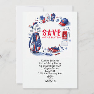 Invitation  4 juillet   Fête de l'Indépendance Golfeur fête  