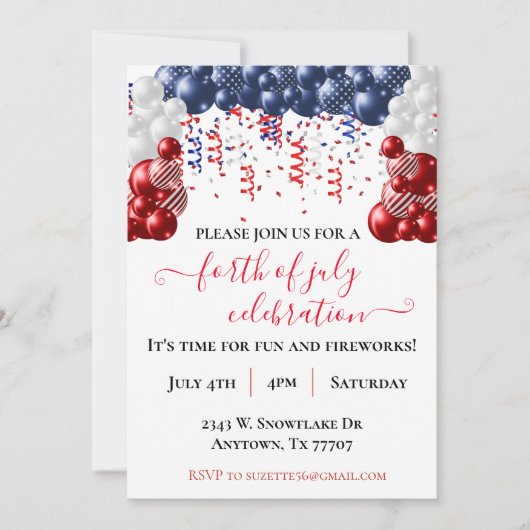 Invitation 4 juillet Fête de l'Indépendance I (Devant)