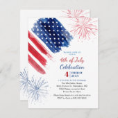 Invitation 4 juillet fête de l'indépendance Rouge Blanc Bleu (Devant / Derrière)