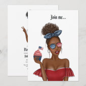 Invitation 4 juillet Fête de l'Indépendance USA Anniversaire (Devant / Derrière)