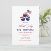 Invitation 4 juillet Fête du barbecue et du feu d'artifice (Debout devant)