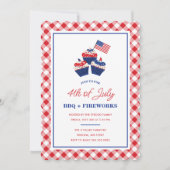 Invitation 4 juillet Fête du barbecue et du feu d'artifice (Devant)