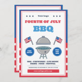 Invitation 4 juillet Fête, Fête de l'Indépendance (Devant / Derrière)