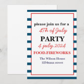 Invitation 4 juillet fête joyeuse fête de l'indépendance (Devant / Derrière)