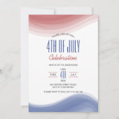 Invitation 4 juillet Fête Rouge Bleu Art Moderne (Devant)