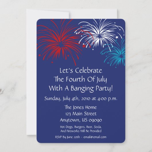 Invitation 4 juillet (Feu d'artifice Étoile (Devant)