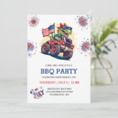 Invitation 4 juillet Feu d'artifice T-Rex America Flag BBQ Pa (Debout devant)