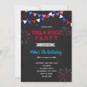 Invitation 4 juillet feu d'artifice un anniversaire (Devant)