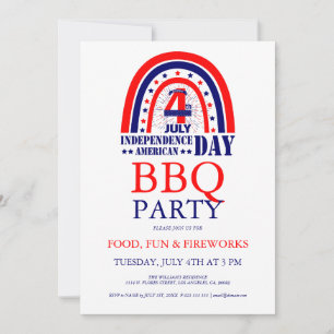 Invitation 4 juillet Feu Fireworks BQ Party